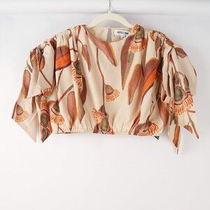Andrea Iyamah Halima Crop Top Eucalyptus Print - Size Medium - NWT